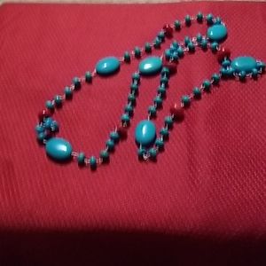 Turquoise Colored Necklace with Coral Accents-NEW-FINAL PRICE